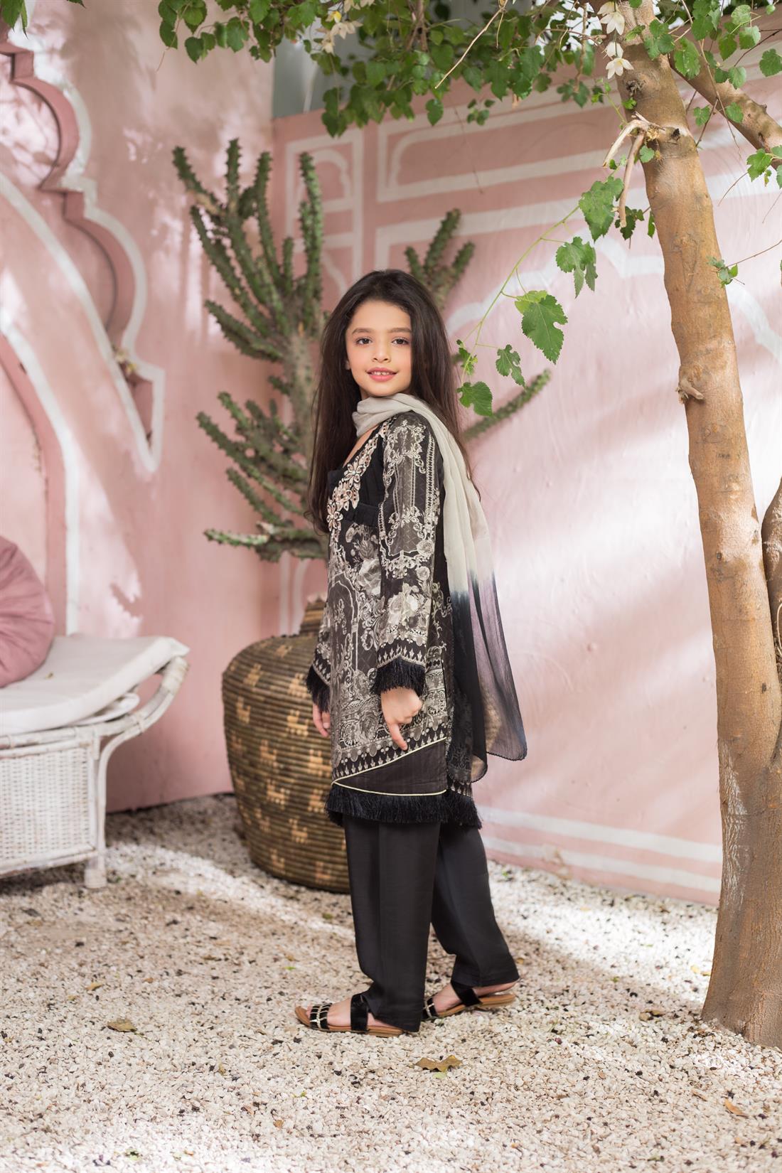 Black Printed Chiffon Girlswear
