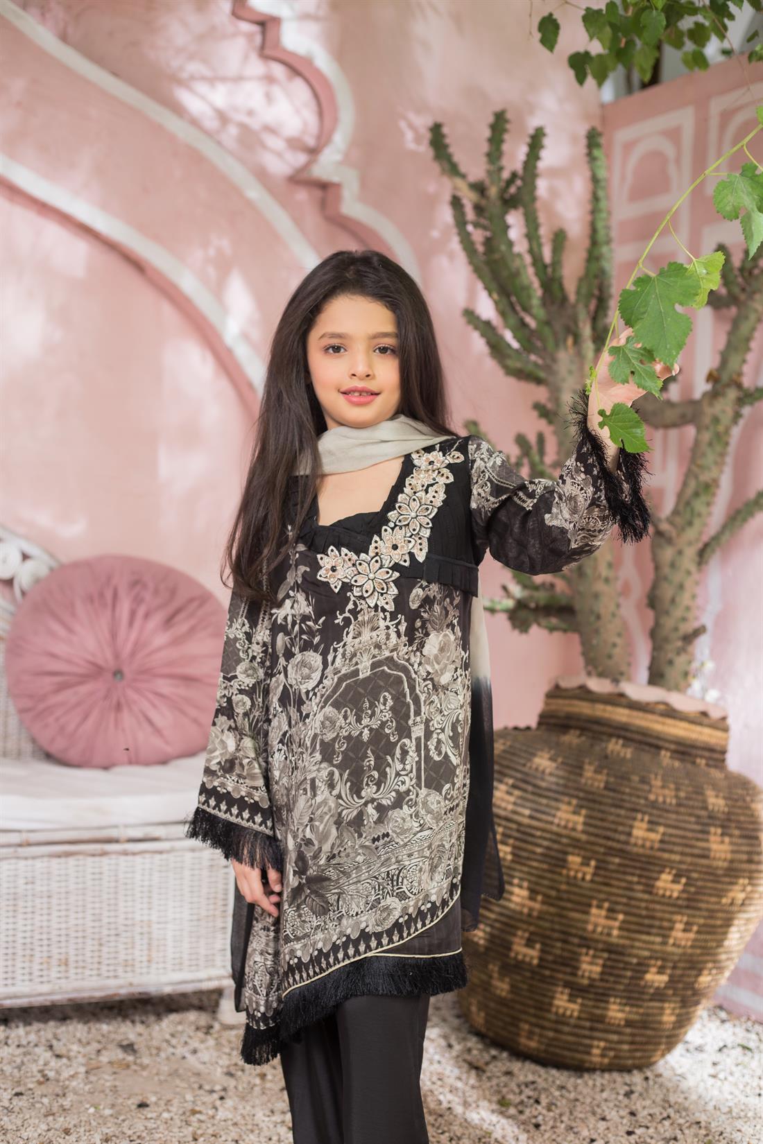 Black Printed Chiffon Girlswear
