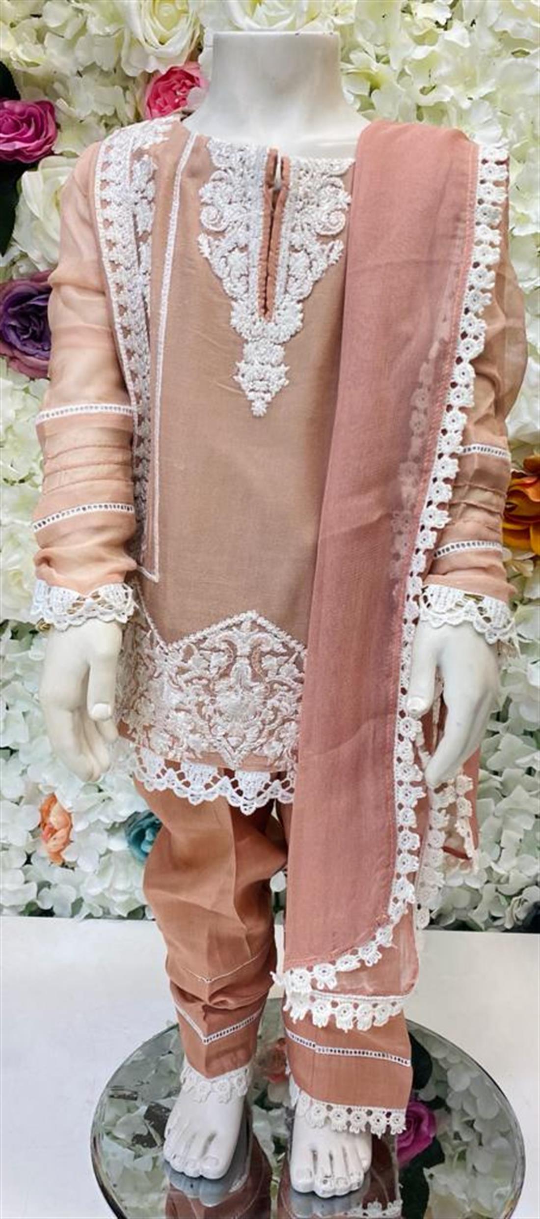Tea Pink Embroidered Lawn Girlswear