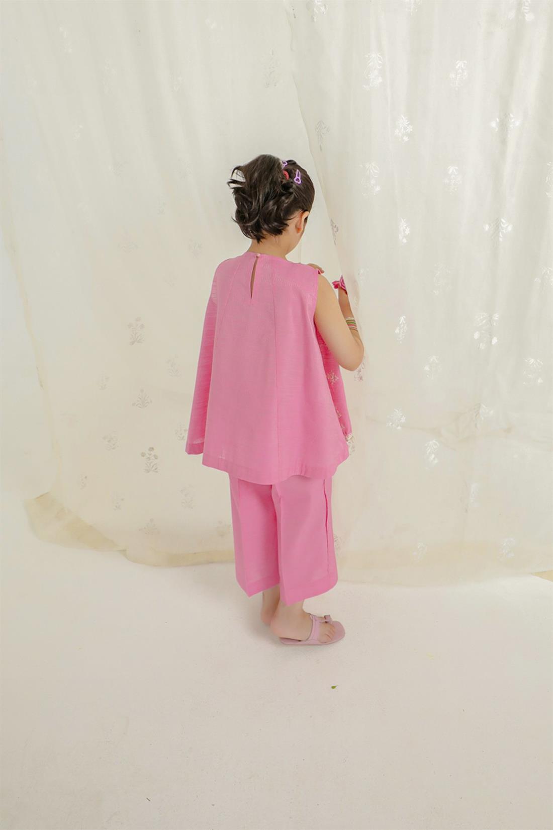 Pink & Cream Embroidered Cotton Girlswear