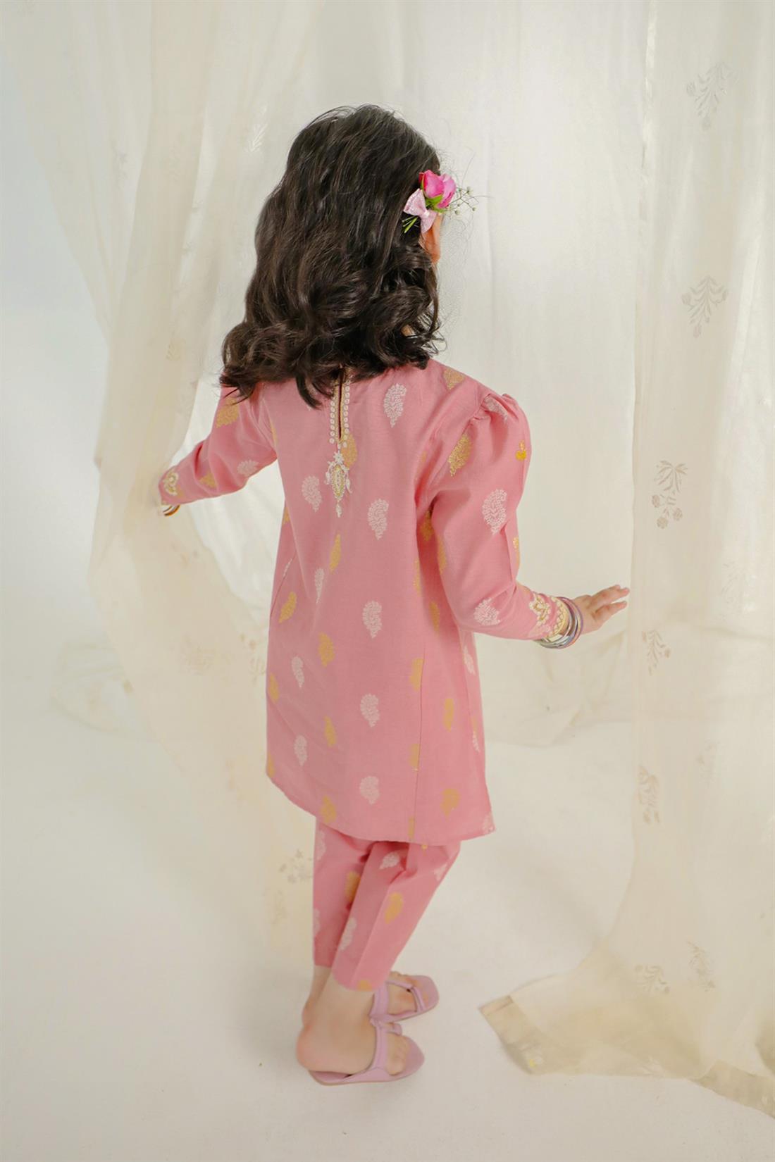 Dusty Pink & Gold Embroidered Girlswear