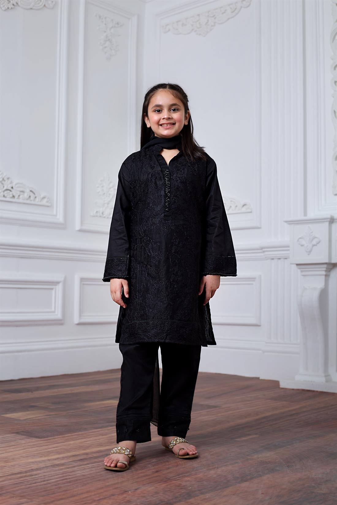 Black Embroidered Lawn Girlswear