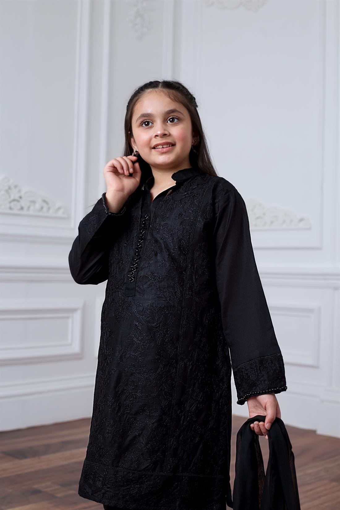Black Embroidered Lawn Girlswear