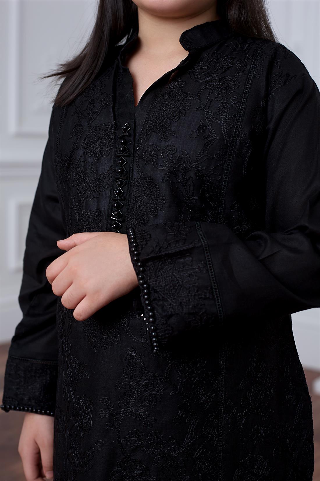 Black Embroidered Lawn Girlswear