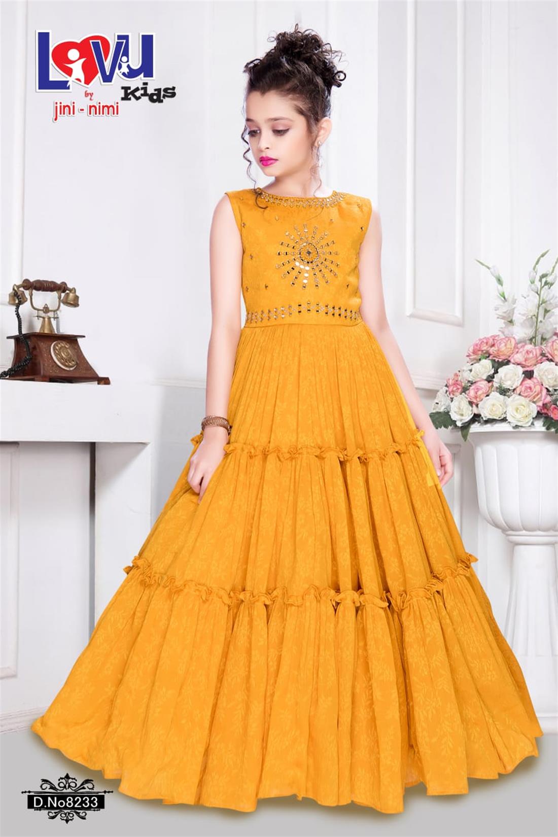 Yellow & Silver Embroidered Girlswear