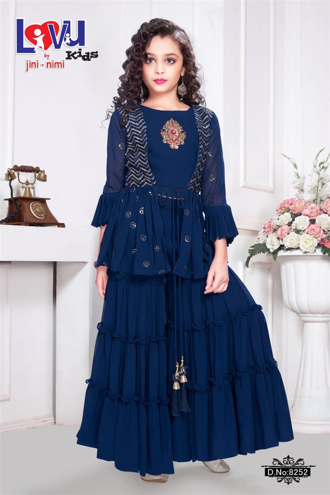 Navy Blue Luxury 3 Piece Gharara Suit with a Beautiful Sequince Finish