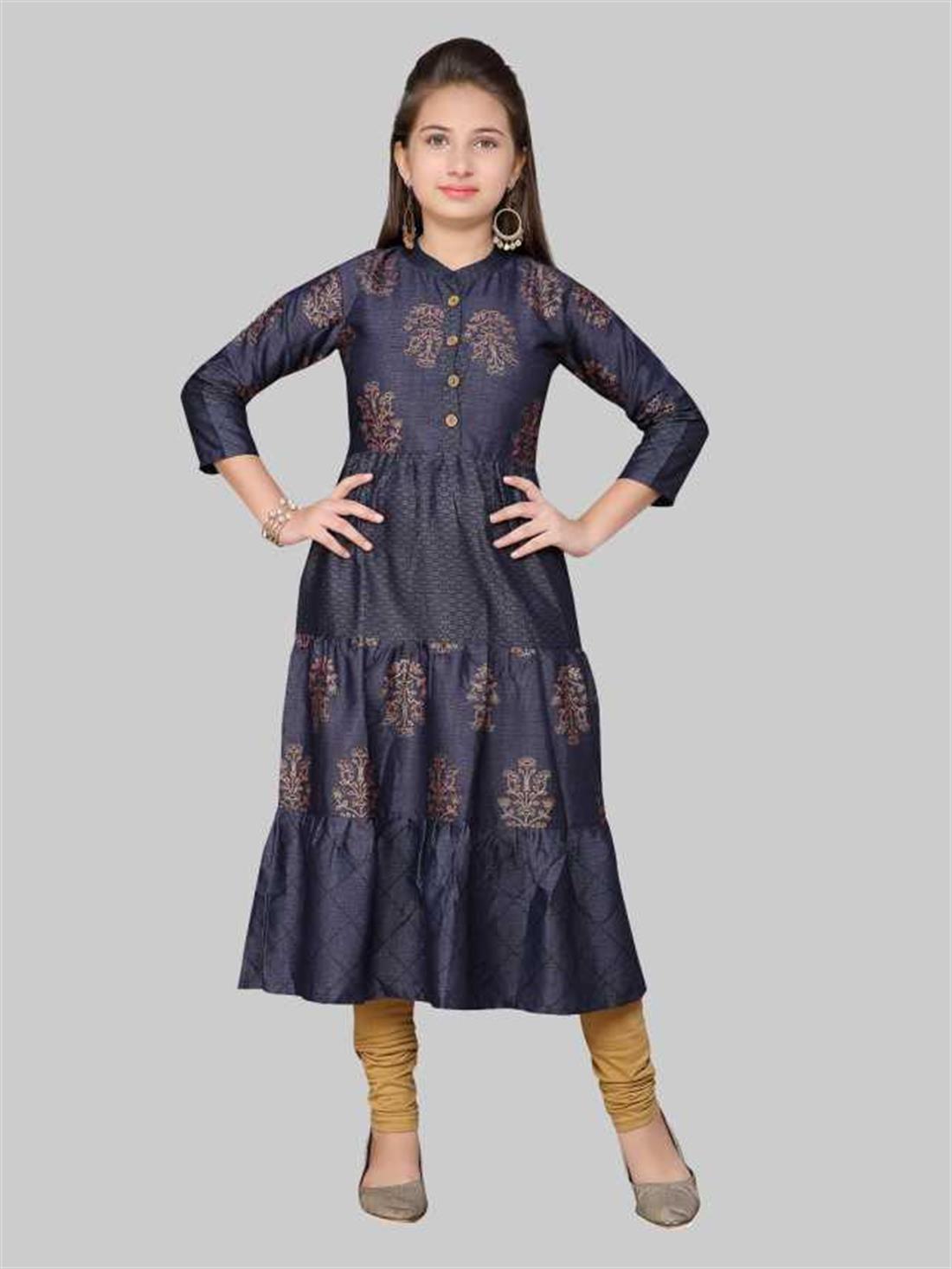 Blue Girls Formal Kurti and Legging Set