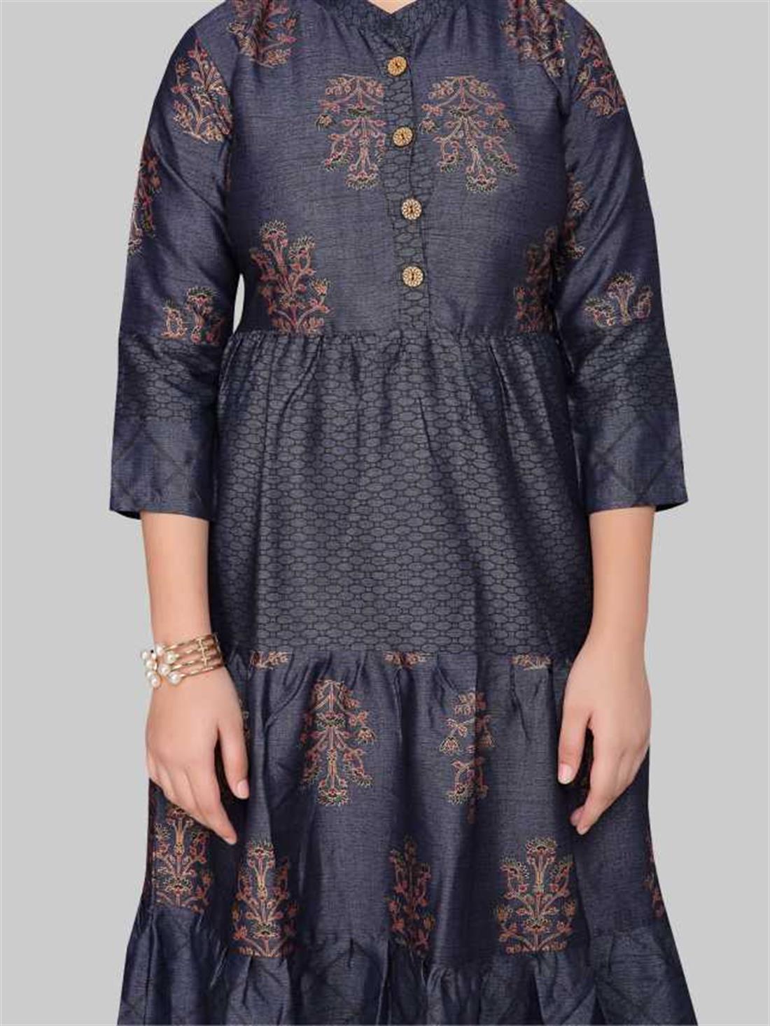 Blue Girls Formal Kurti and Legging Set