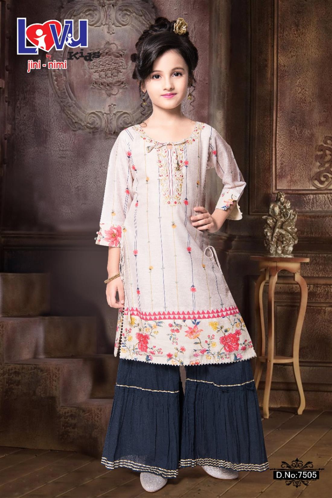 White & Blue Beautiful 2 Piece Set with a Kameez and Gharara.
