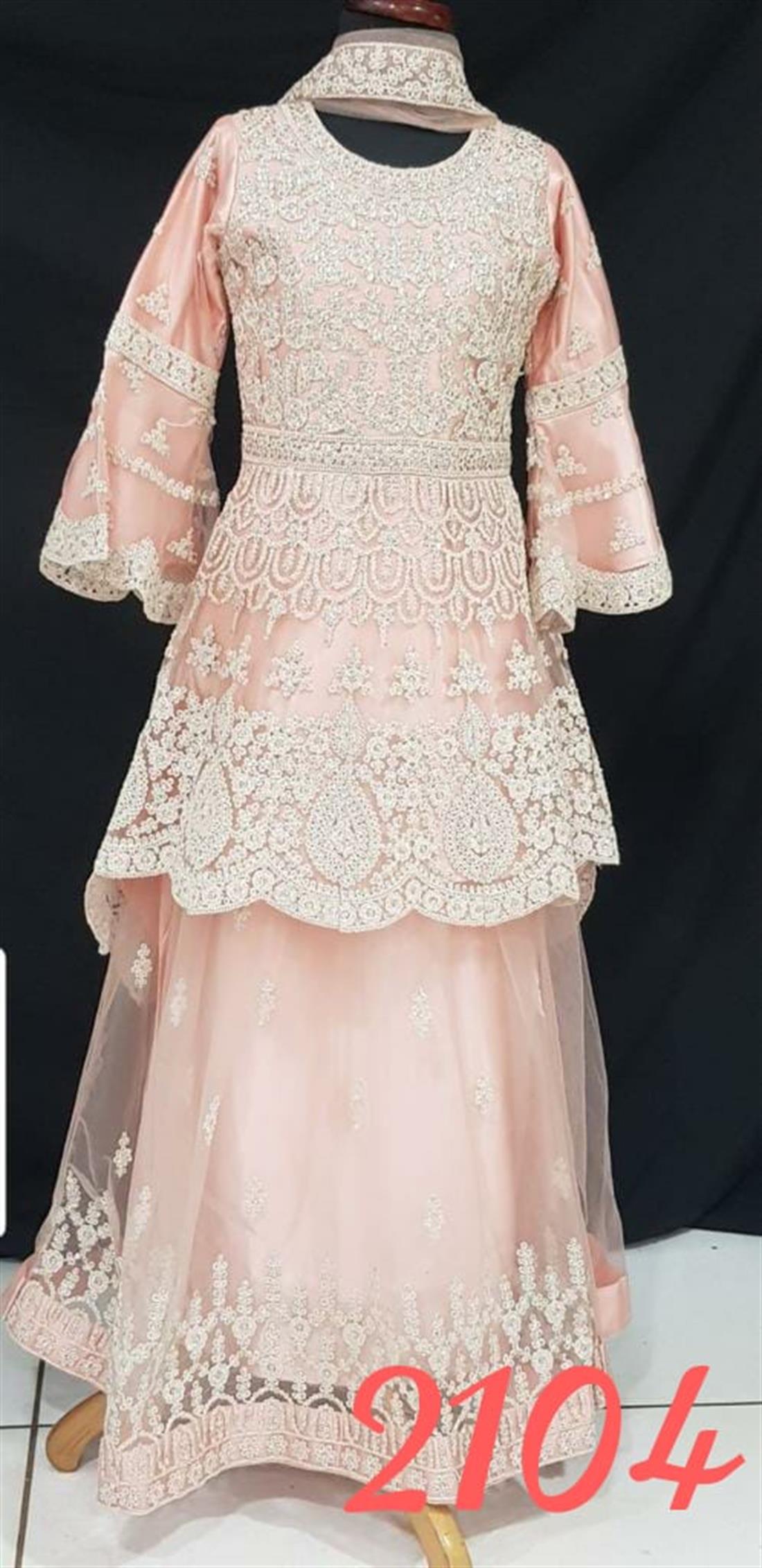 Baby Pink Stone Work Silk Girlswear