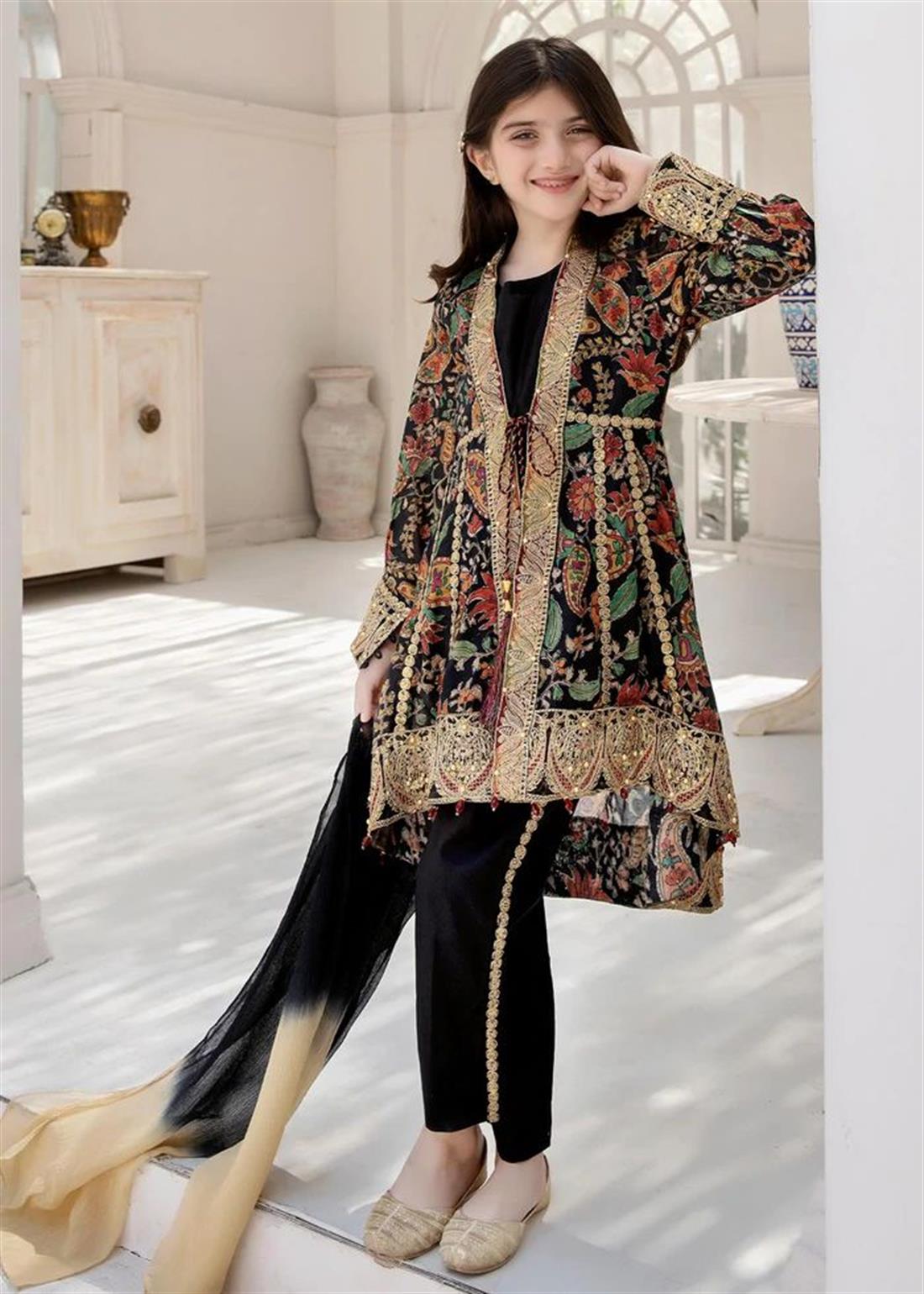 Black & Multicolour Girlswear