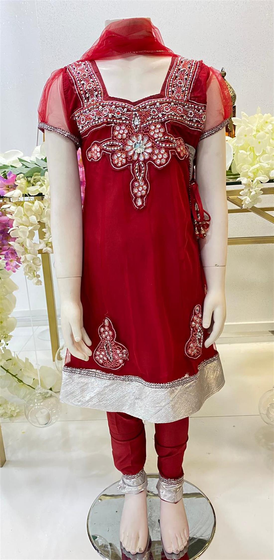 Red Embroidered Frock Girlswear