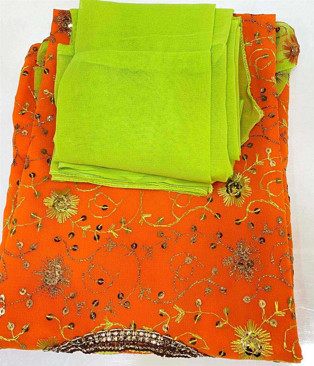 Orange & Green Embroidered Frock Girlswear
