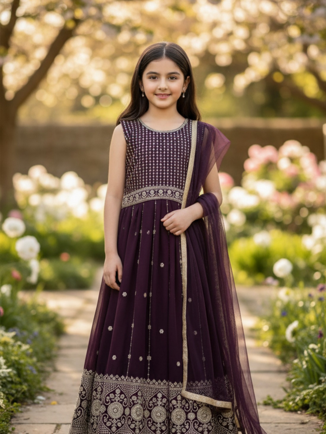 Purple Kids 3 Piece Lehnga