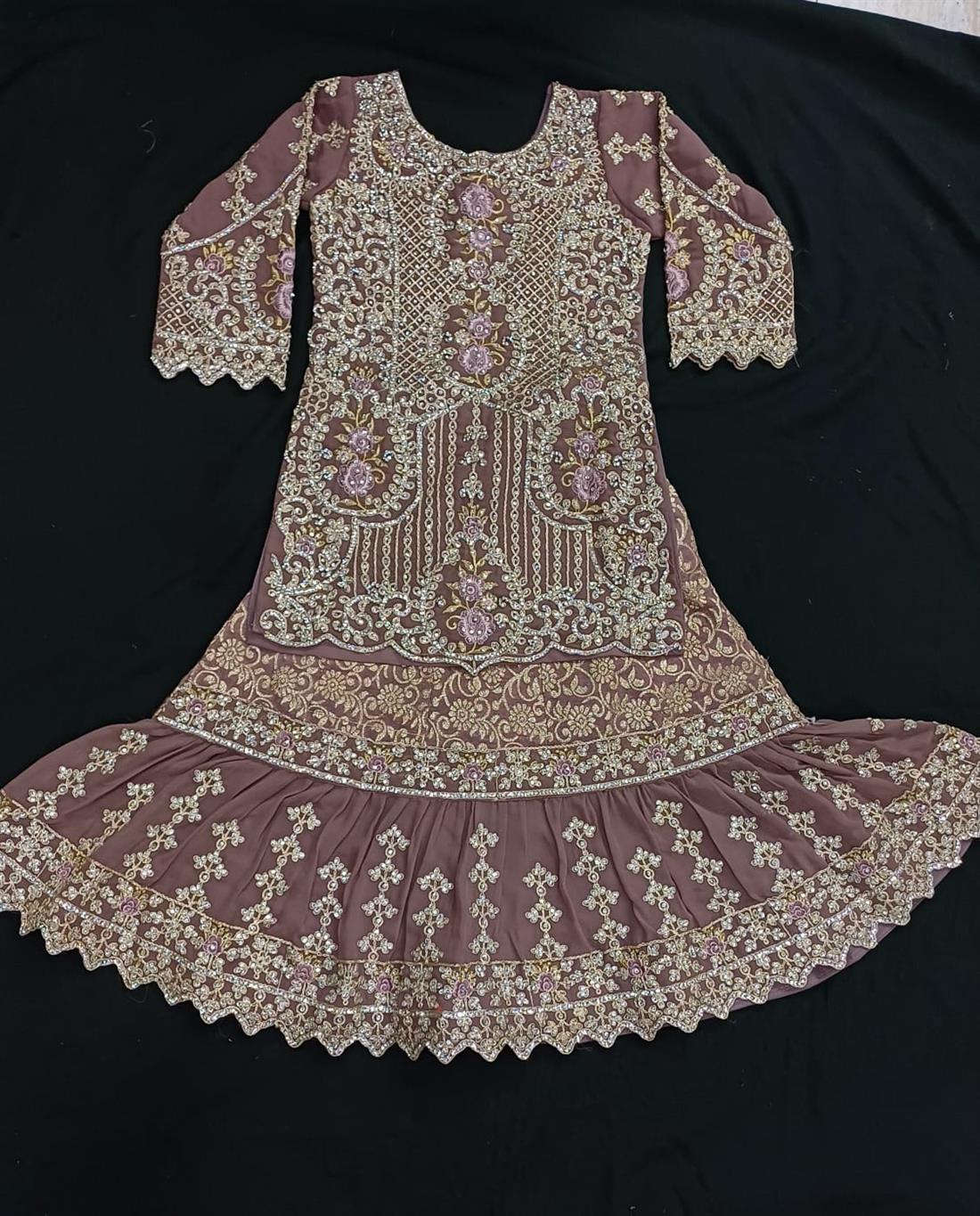 Taupe Sharara Girls Suits