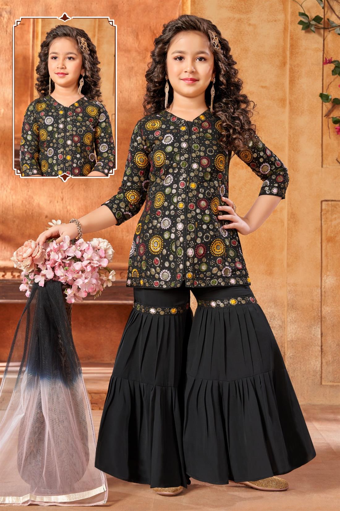 Black Sharara Girls Suits