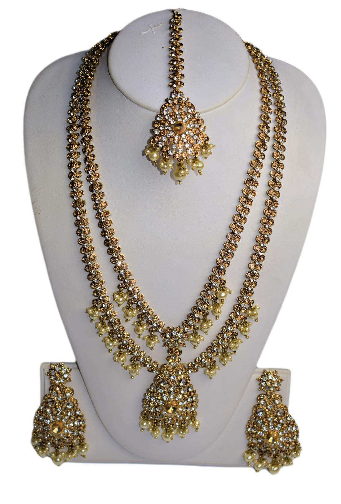 Gold Mala Earrings Tikka Set
