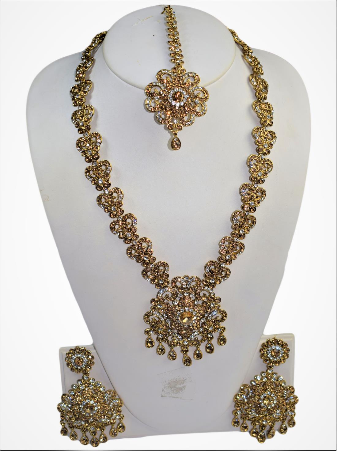 Gold Mala Earrings Tikka Set