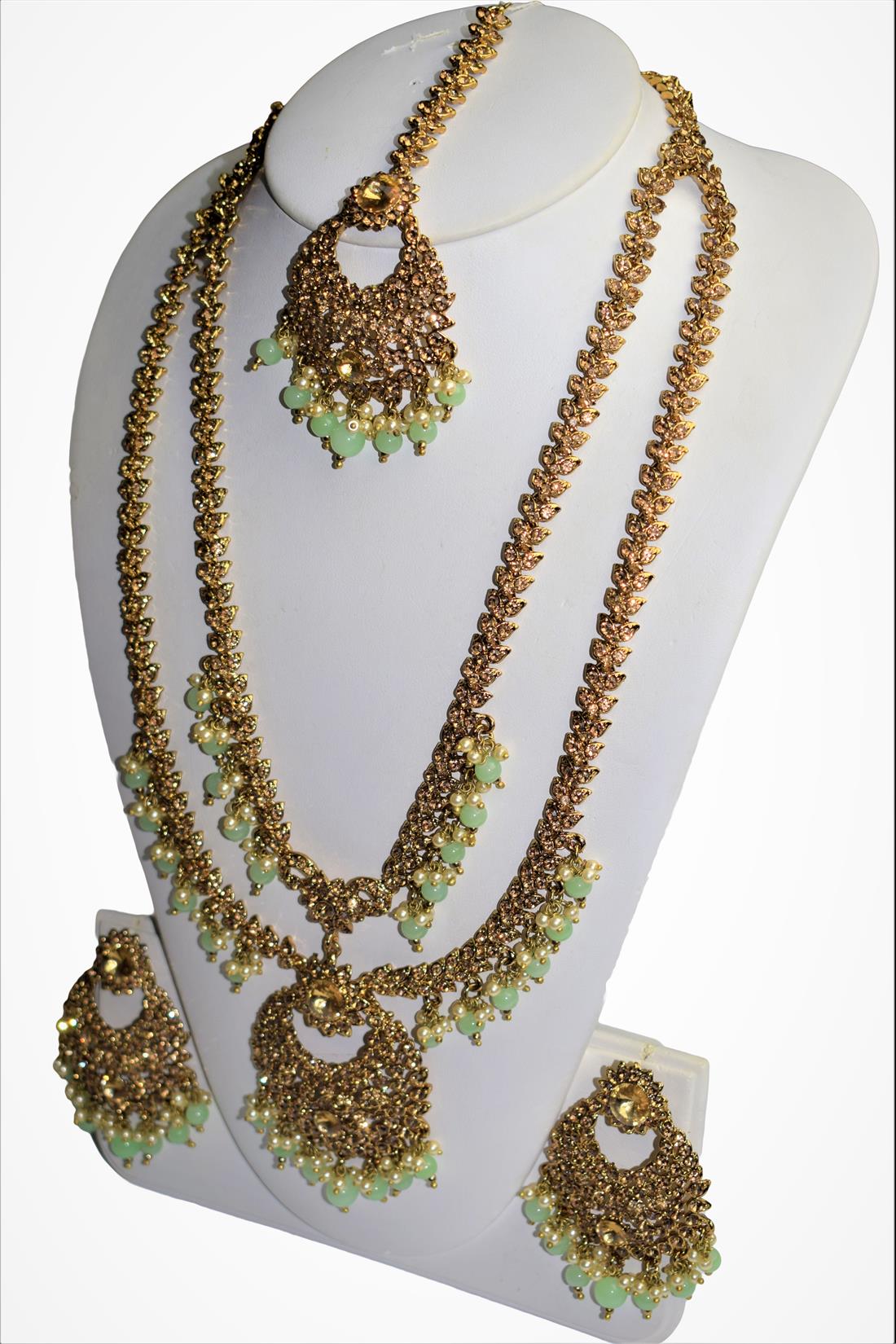 Gold Mala Earrings Tikka Set