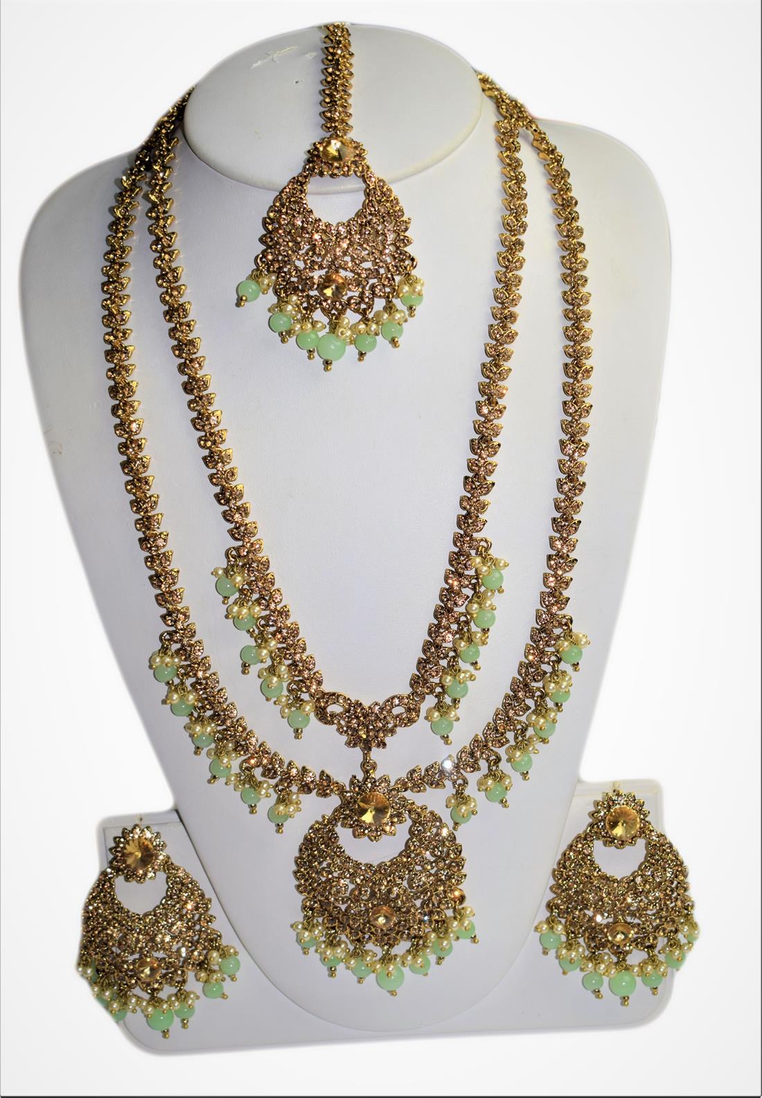 Gold Mala Earrings Tikka Set