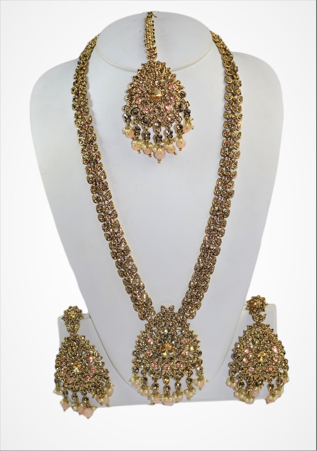 Gold Mala Earrings Tikka Set