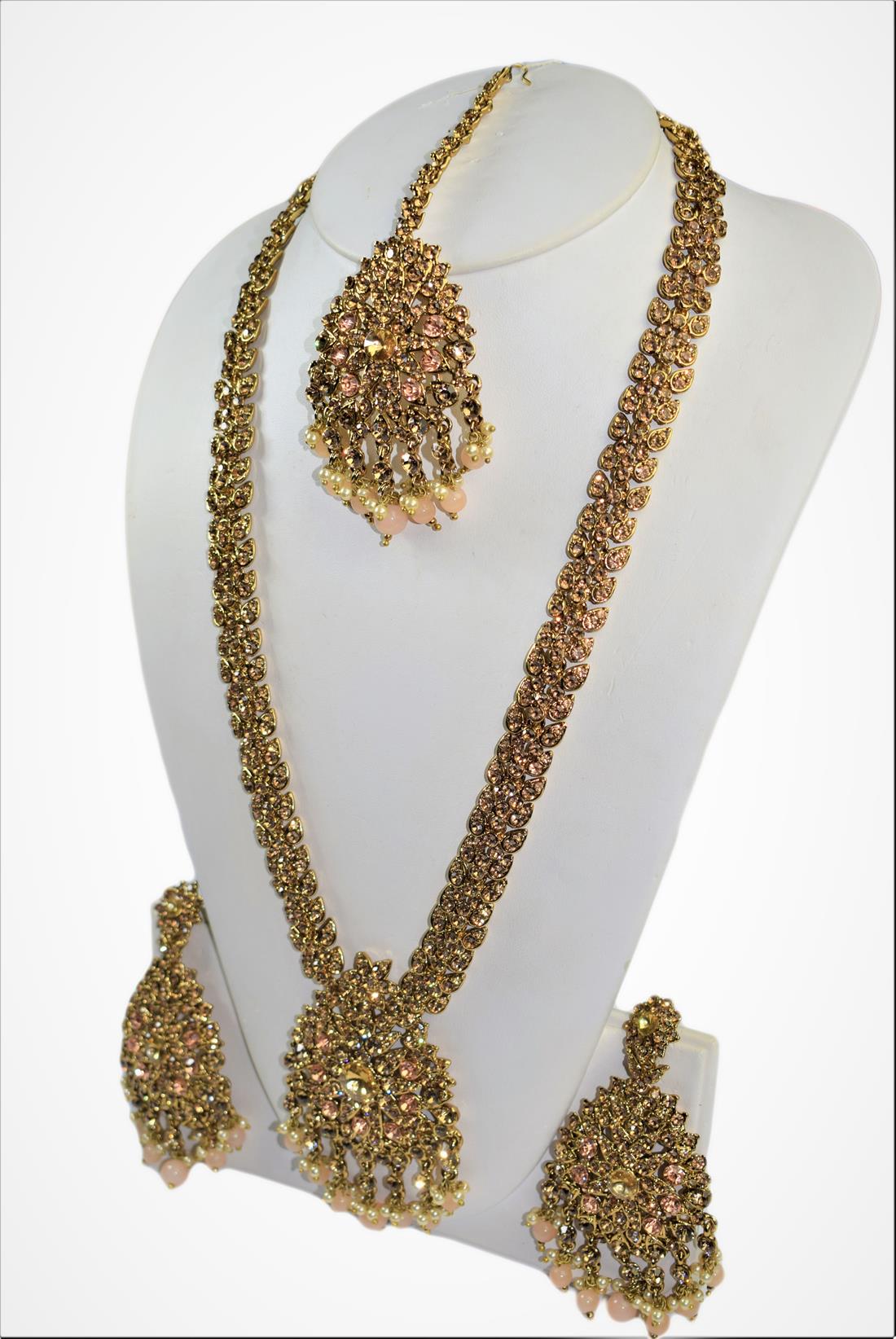 Gold Mala Earrings Tikka Set
