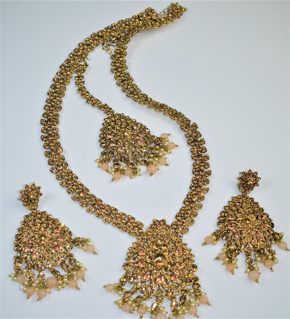 Gold Mala Earrings Tikka Set
