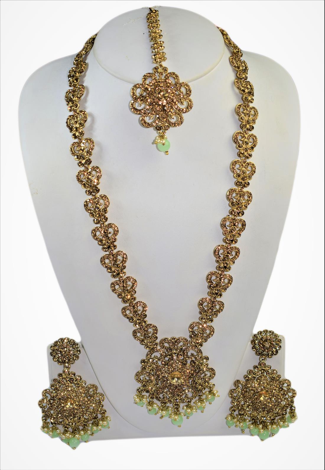Gold Mala Earrings Tikka Set