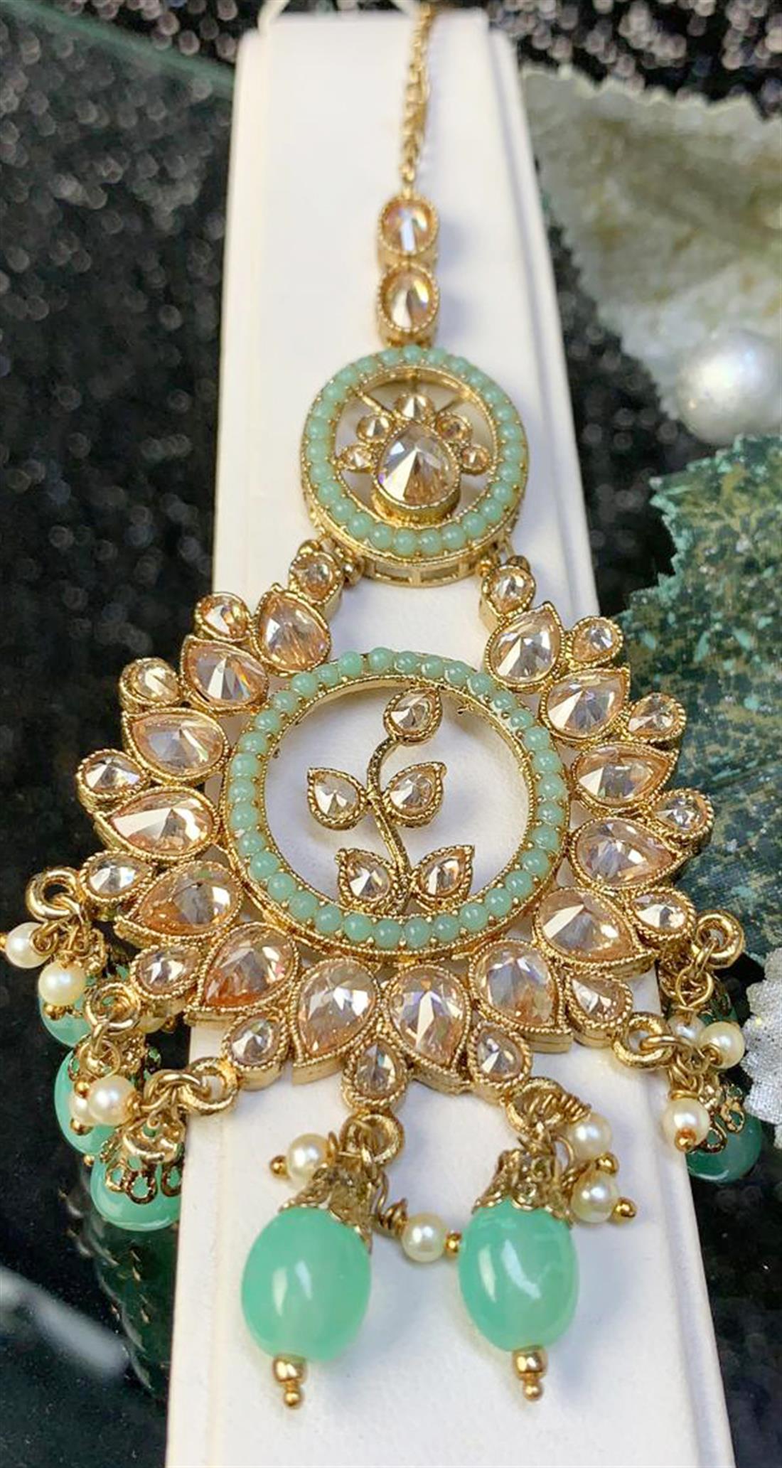 Lime Green Kundhan Juhumki