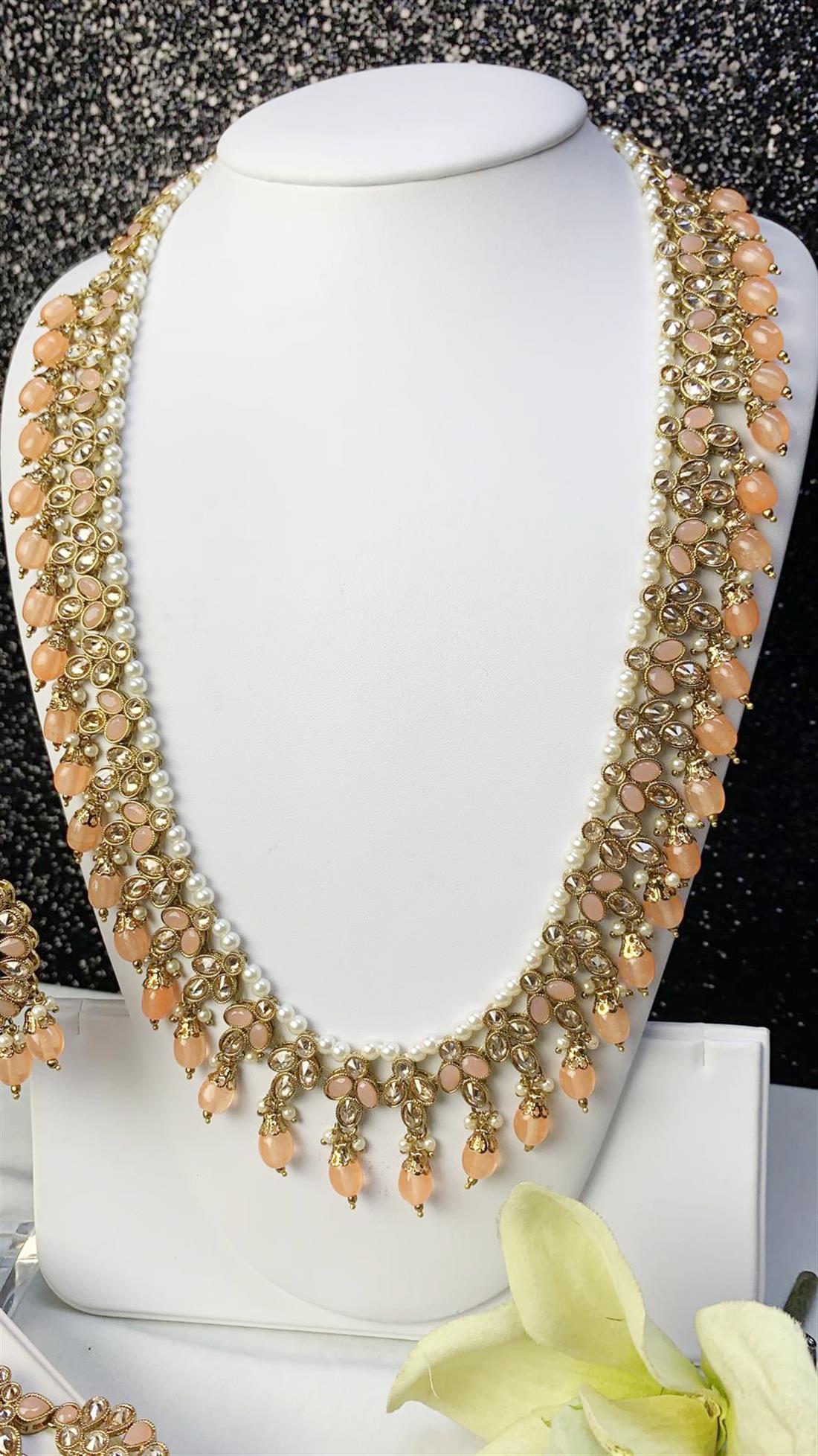 Peach Beaded Necklace Sets