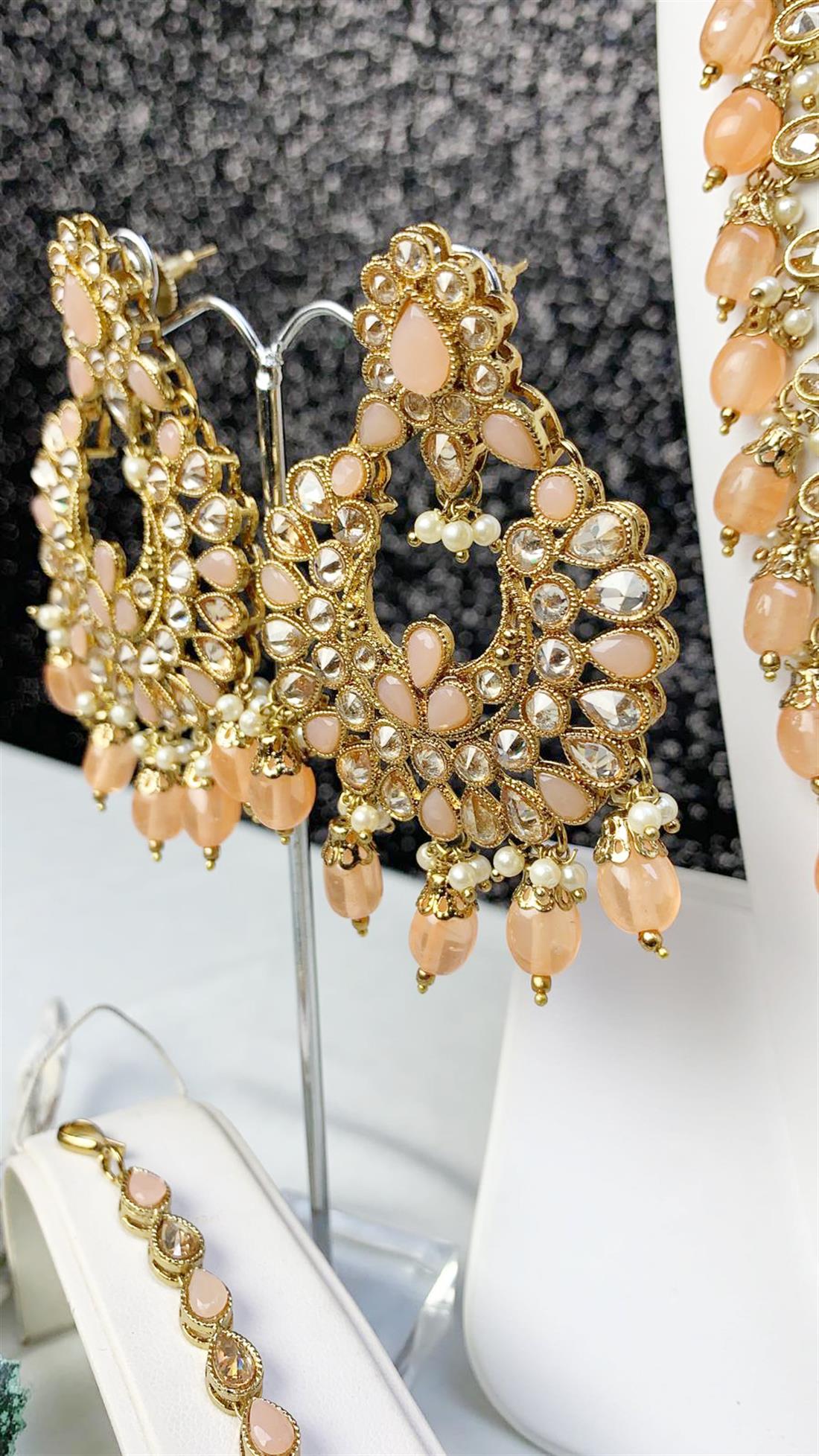 Peach Beaded Necklace Sets