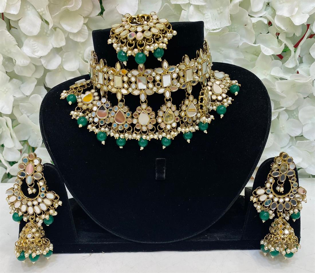 Green Beaded Necklace Sets