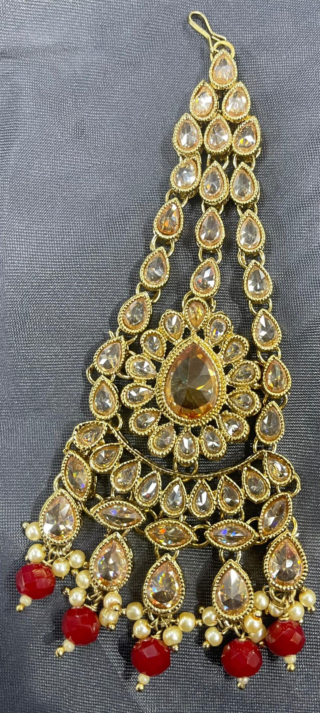 RED & Gold Elegant Jhumar Jewellery for Ladies