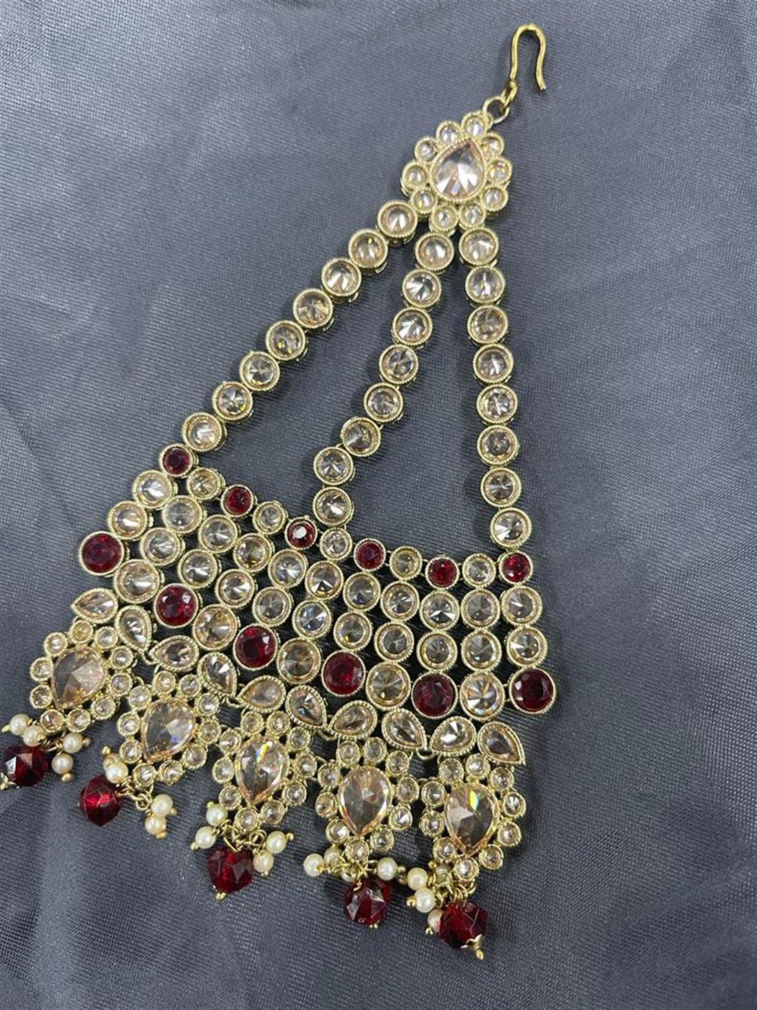 Maroon & Gold Elegant Jhumar Jewellery for Ladies