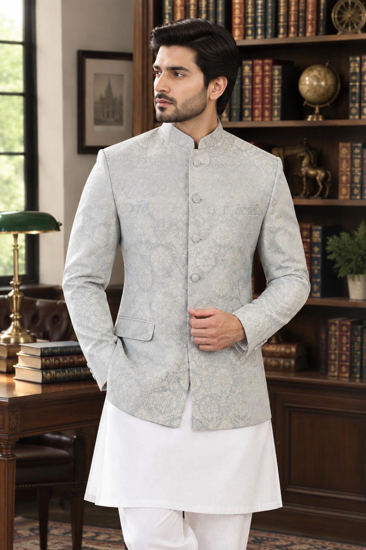 Grey Mens Prince Coat