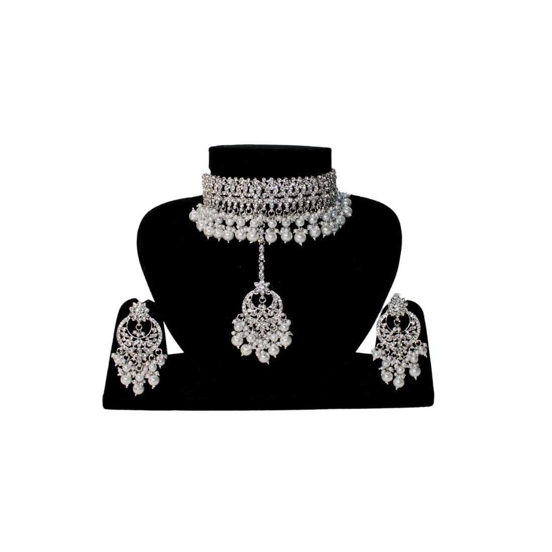 Silver Ladies Necklace Set 3 Piece
