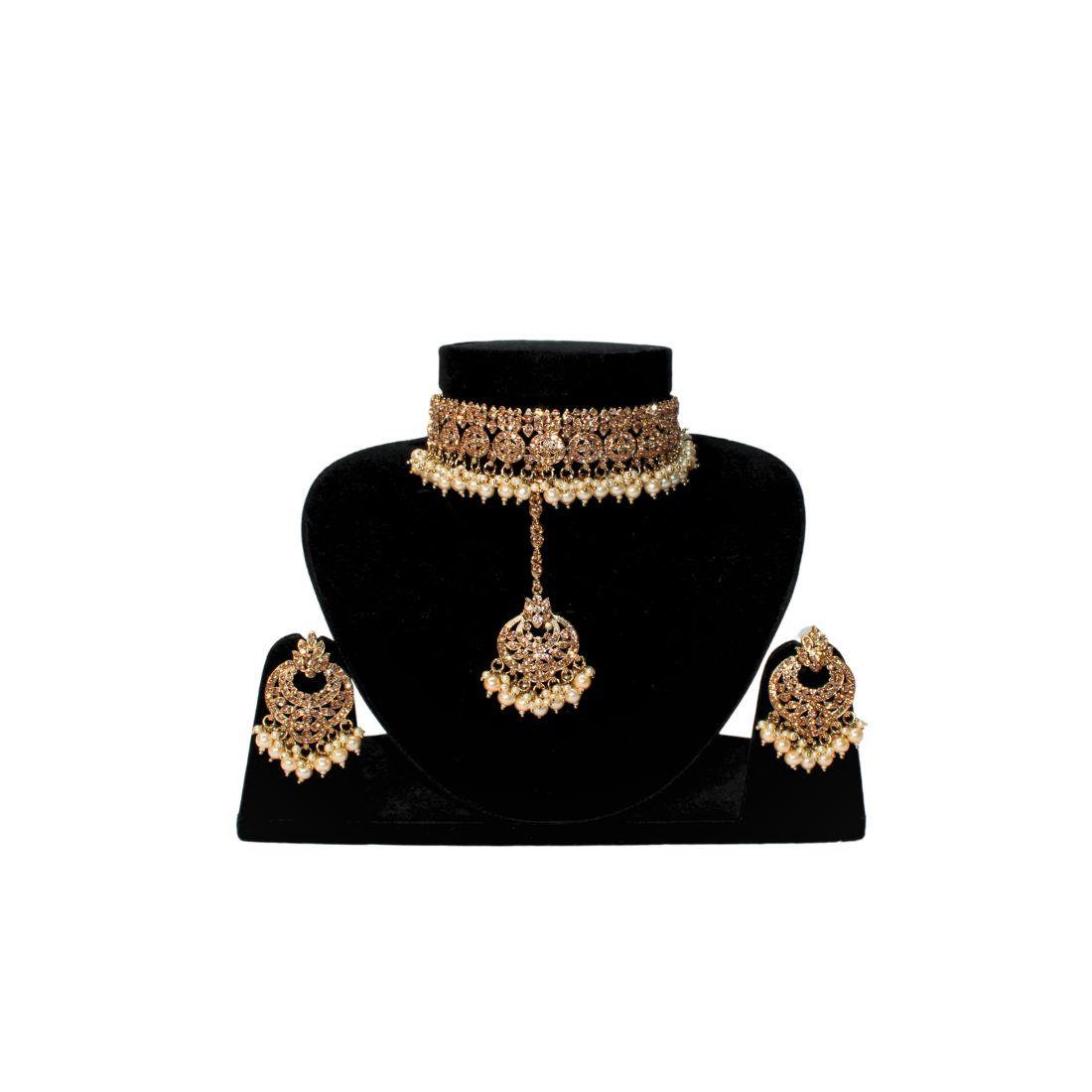 Gold Ladies Necklace Set 3 Piece