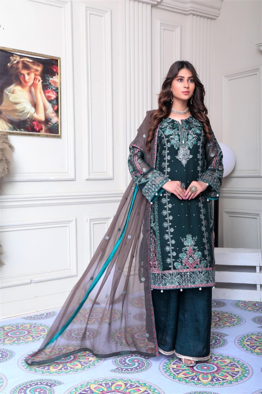 Bottle 3 Piece Embroidered Ladies Readymade Salwar Suit