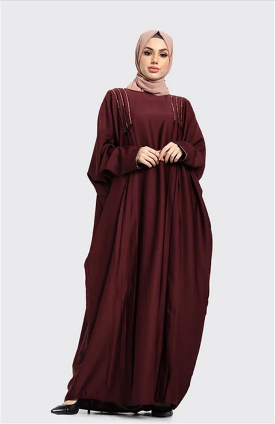 Maroon Satin Fabric Abaya