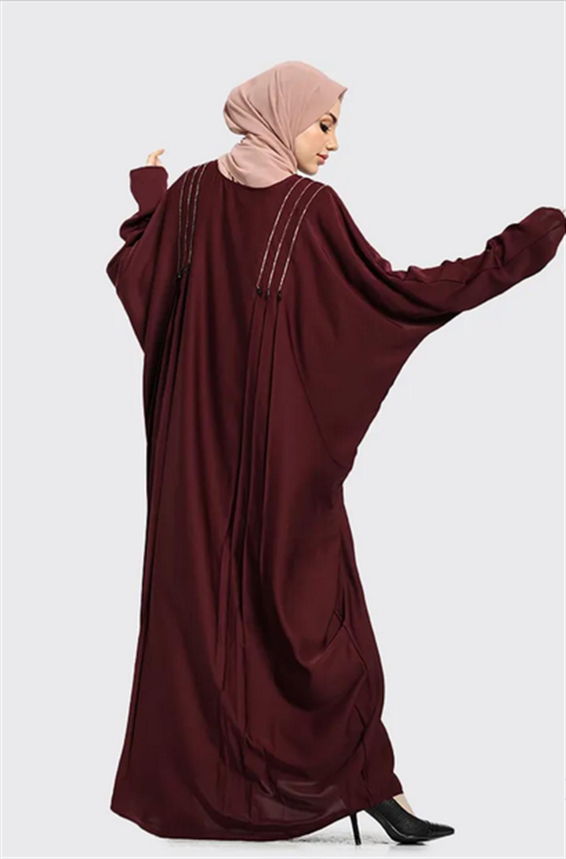 Maroon Satin Fabric Abaya
