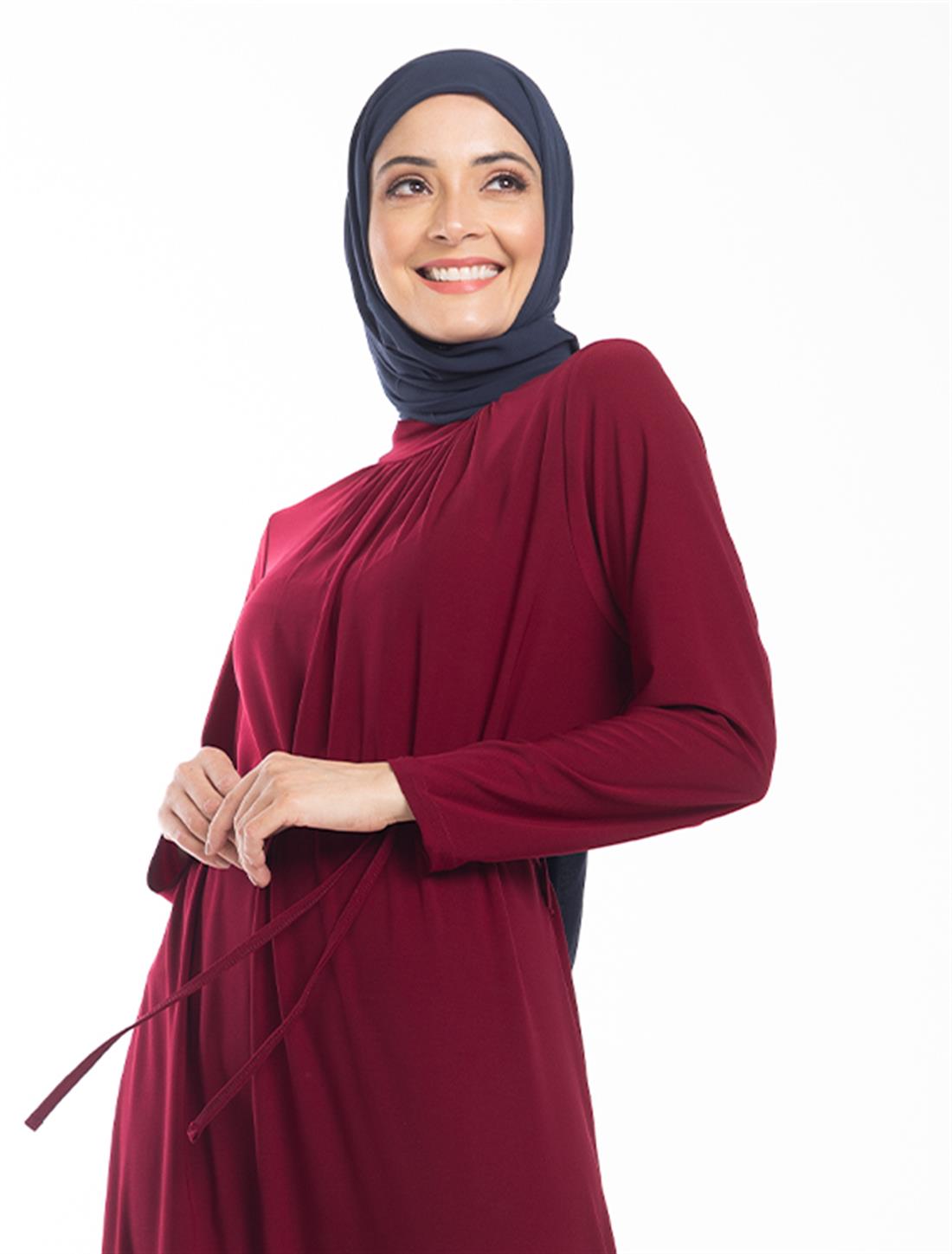 Maroon A Line Shape Abaya