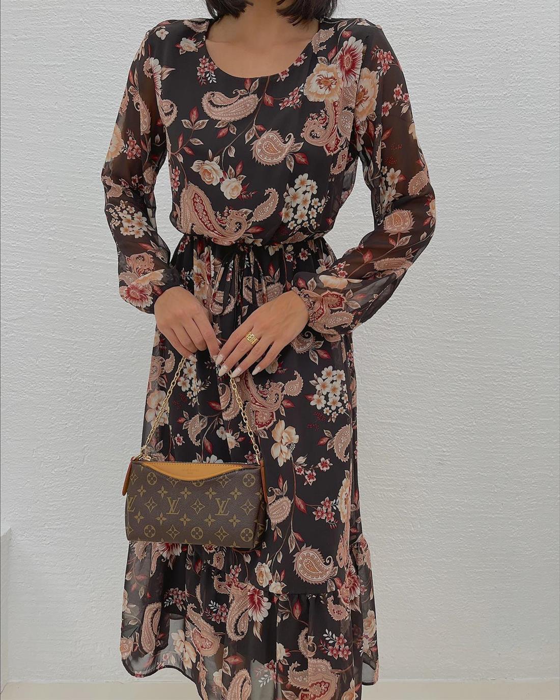 Black Printed Chiffon Modestwear