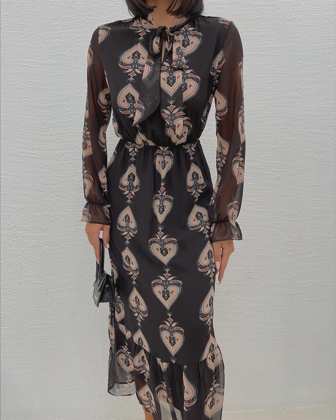 Black Printed Chiffon Modestwear