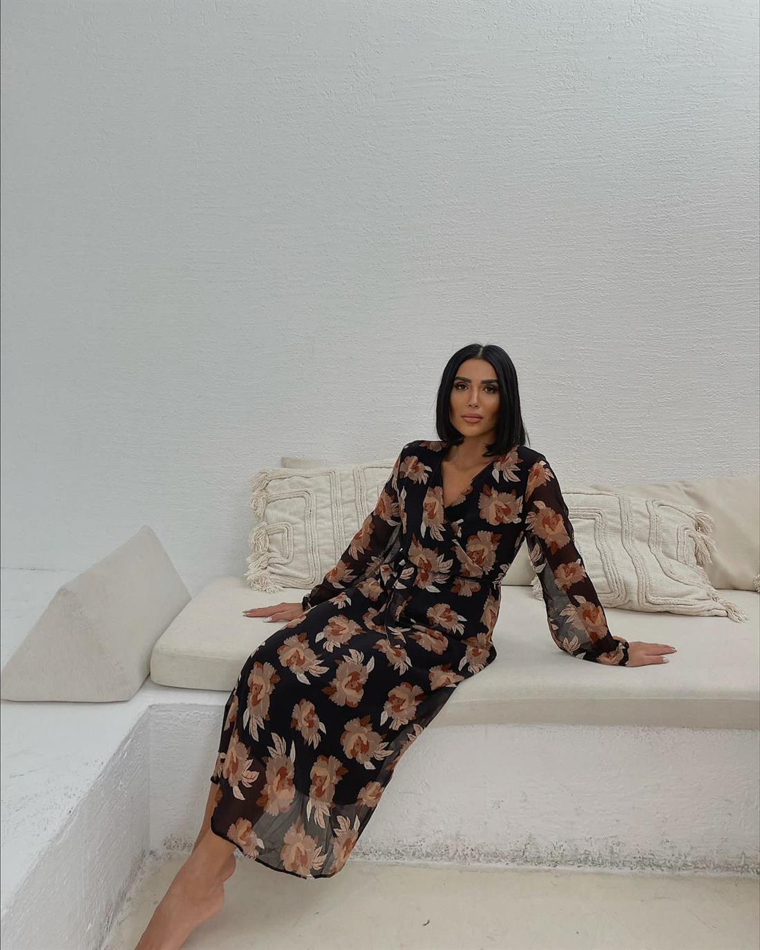 Black Printed Chiffon Modestwear