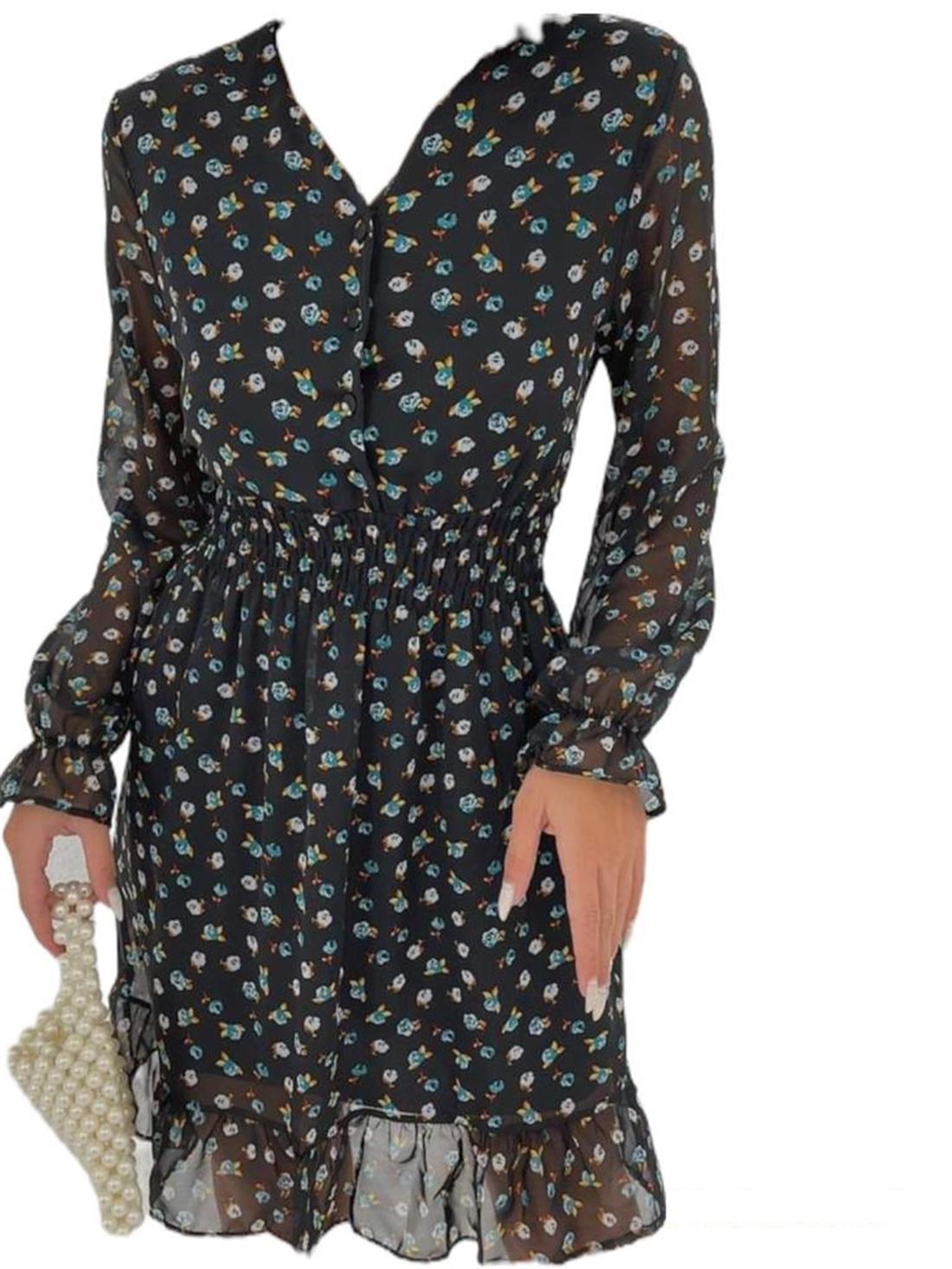 Black Printed Chiffon Modestwear