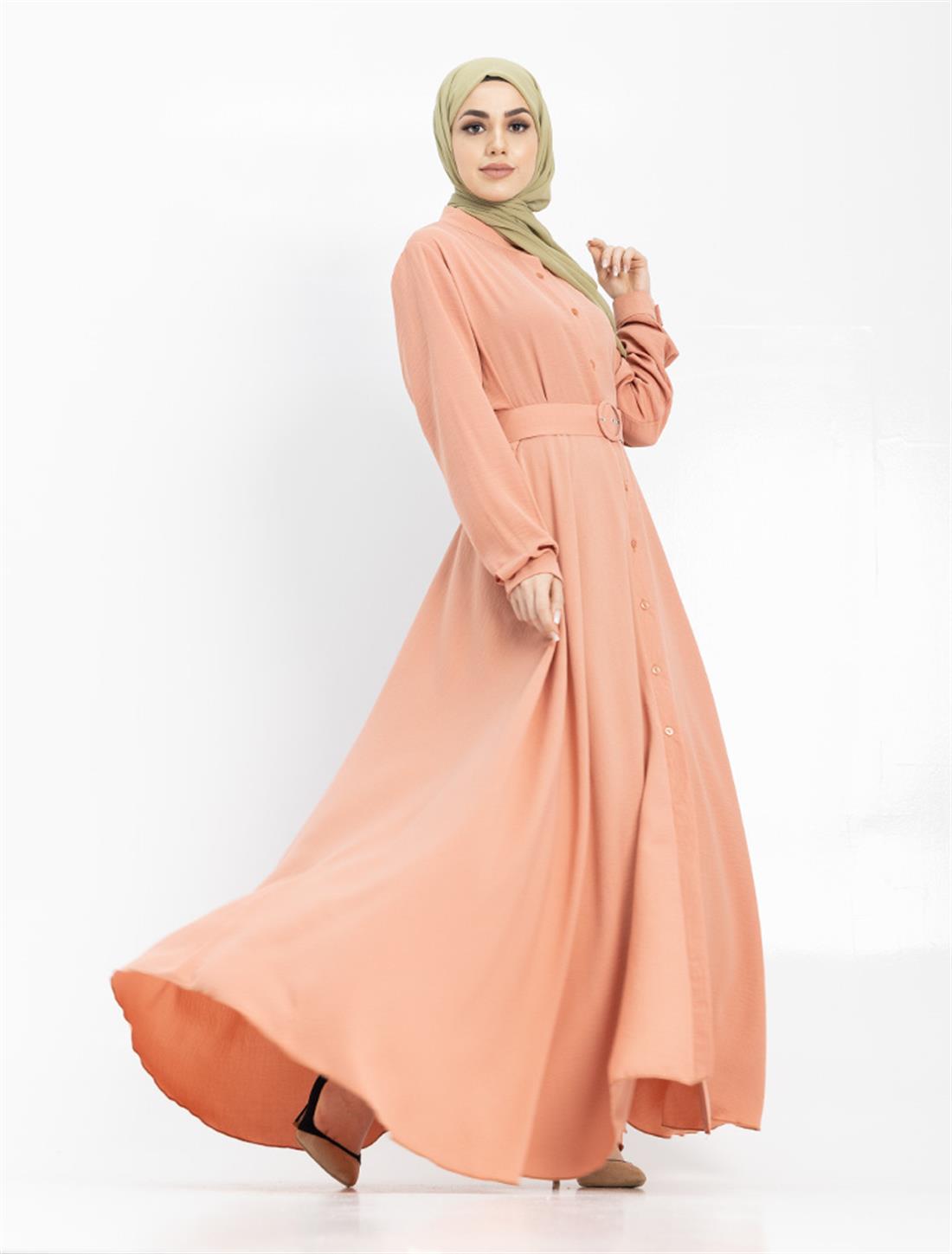 Pink Linen Flared Maxi Shirt