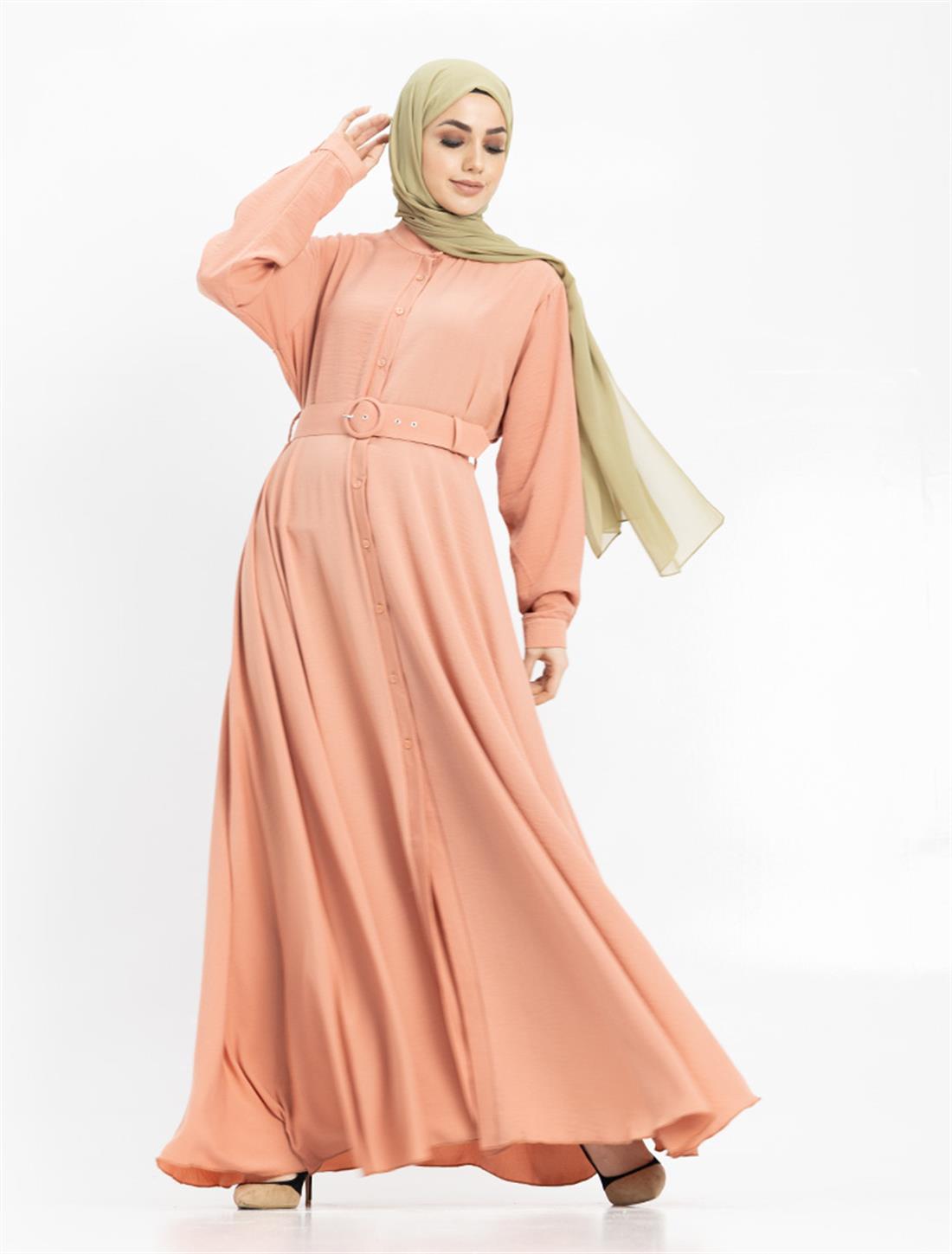 Pink Linen Flared Maxi Shirt