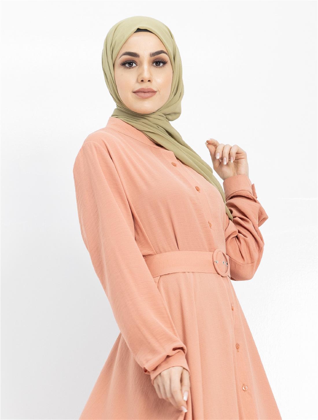 Pink Linen Flared Maxi Shirt