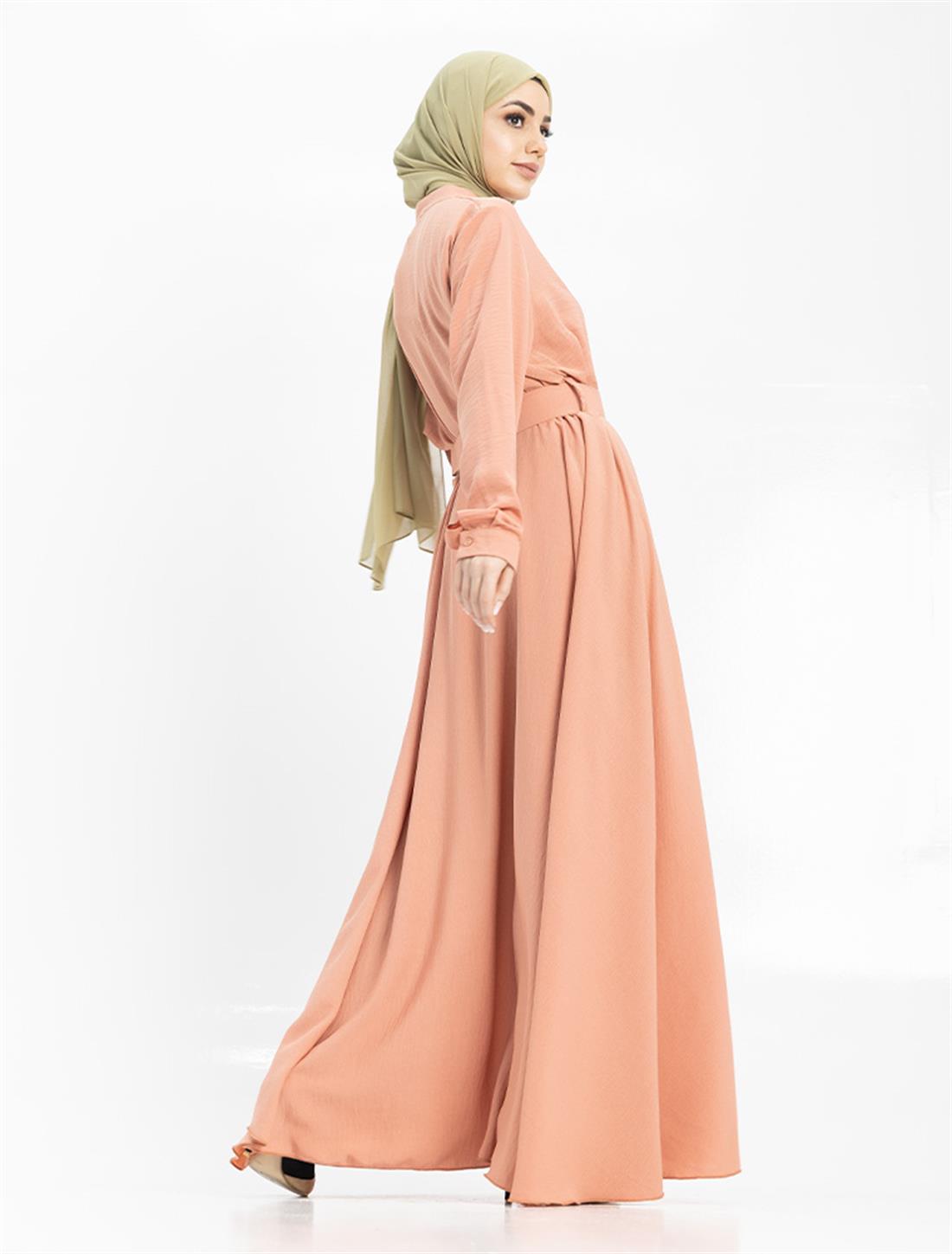 Pink Linen Flared Maxi Shirt