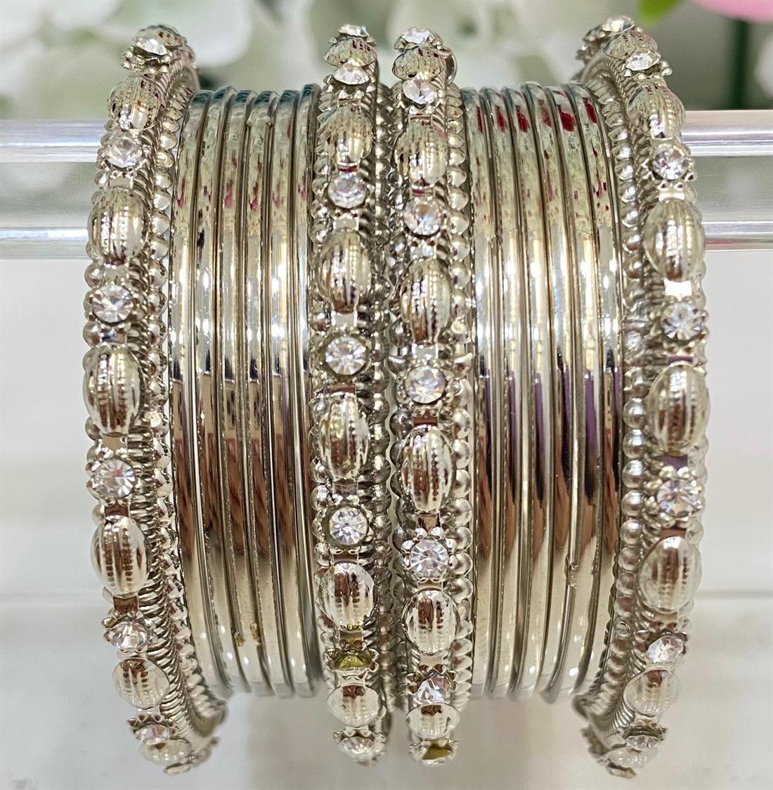 Silver Embroidered Bangles